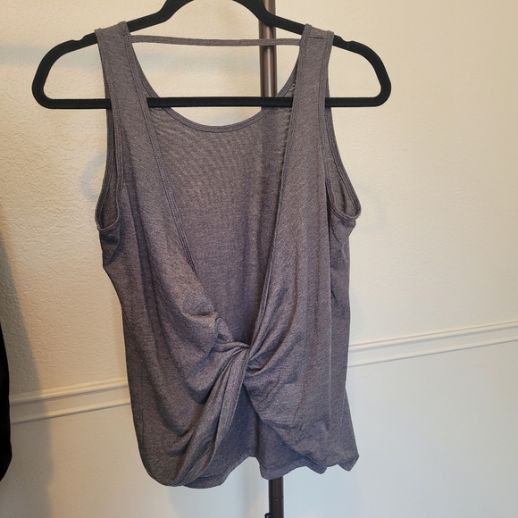 Icyzone Charcoal Gray Twist Backless Athletic Work Out Tank Top Womens Medium - Picture 9 of 10